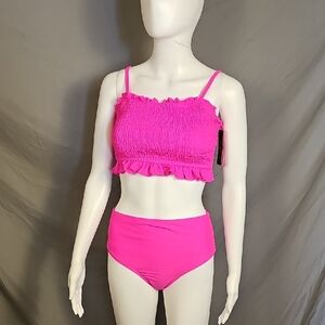 Tempt Me Pink Ruffled Bikini Set